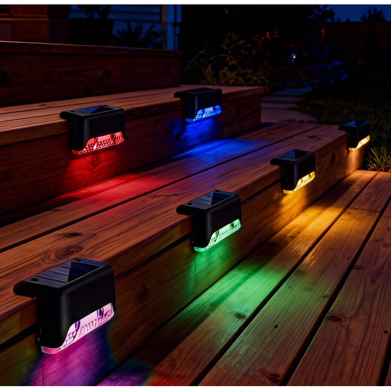 Éclairage de marche extérieur à énergie solaire intégré pour éclairage de terrasse, Multicolore