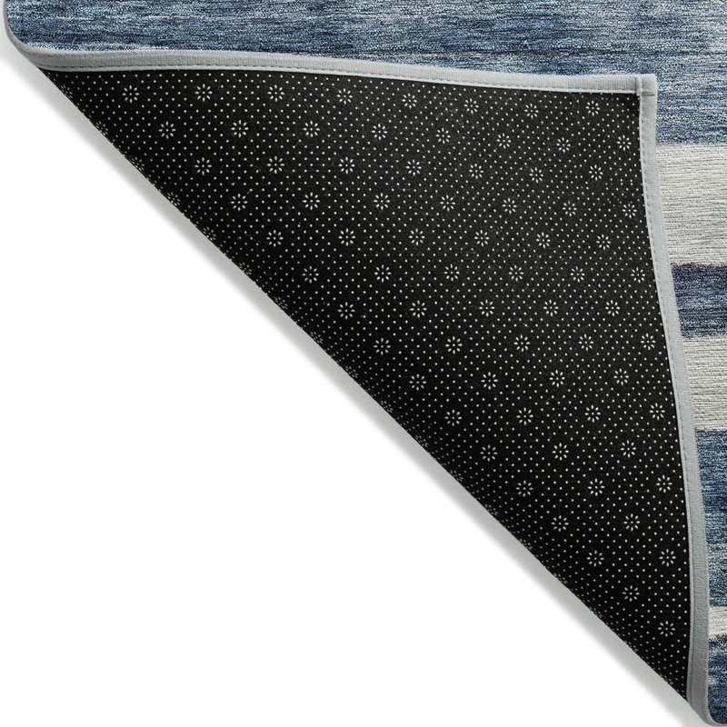 Denim Stripe Synthetic Flat Woven Washable 8' x 10' Rug