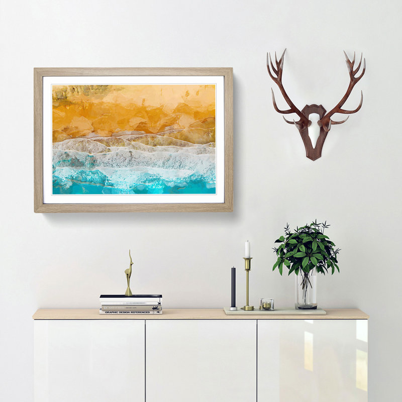 Beach in the Canary Islands Spain in Abstract - Picture Frame Photograph Print, 62cm H x 87cm W x 2cm D, Oak Framed