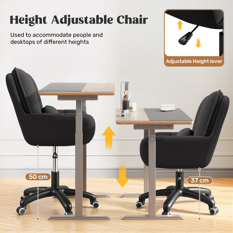 Fairmont Park Velvet Office Chair, Black, Black