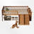 Twin Size Low Loft Bed With Slide, Staircase & Built-In Storage Shelves-1645597634