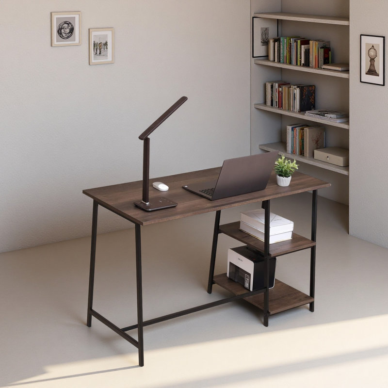 Bureau d'écriture d'ordinateur avec tablettes de rangement Myra