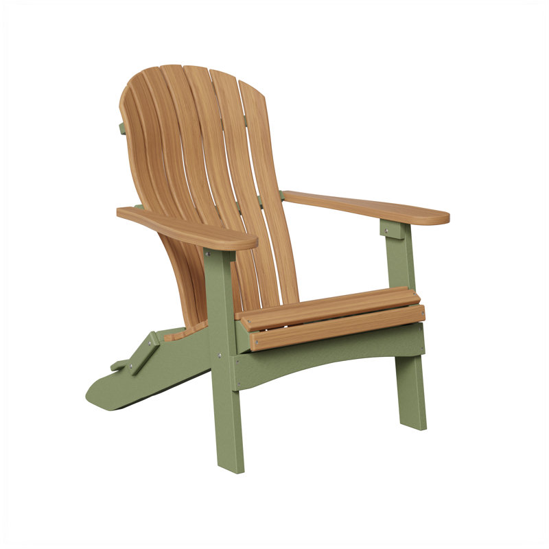 Berlin Gardens Contour Folding Adirondack Chair, Natural Teak with Sage