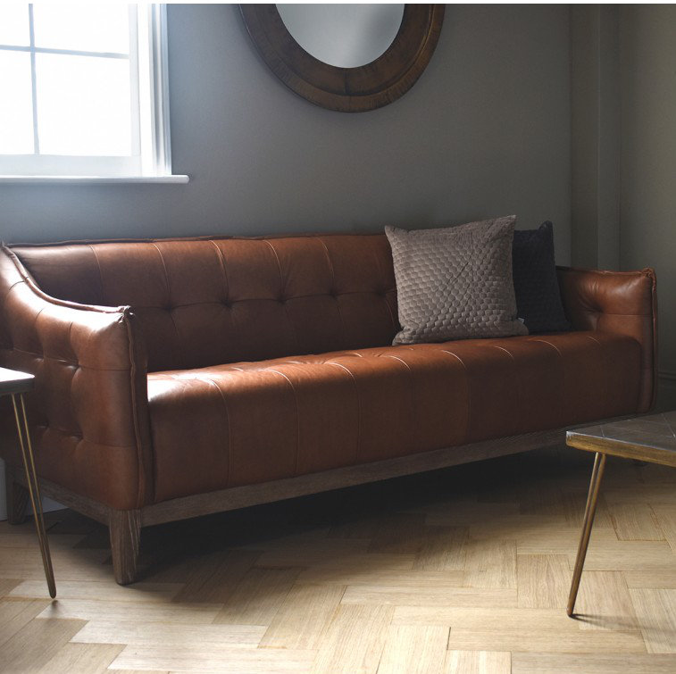 Burgoon 3 Seater Faux Leather Sofa