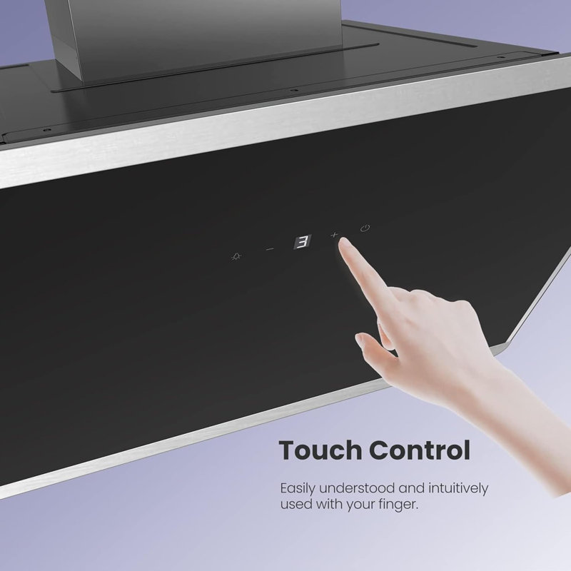 60CM Wall-mounted 3-Speed Angled Range Hood with Touch Screen
