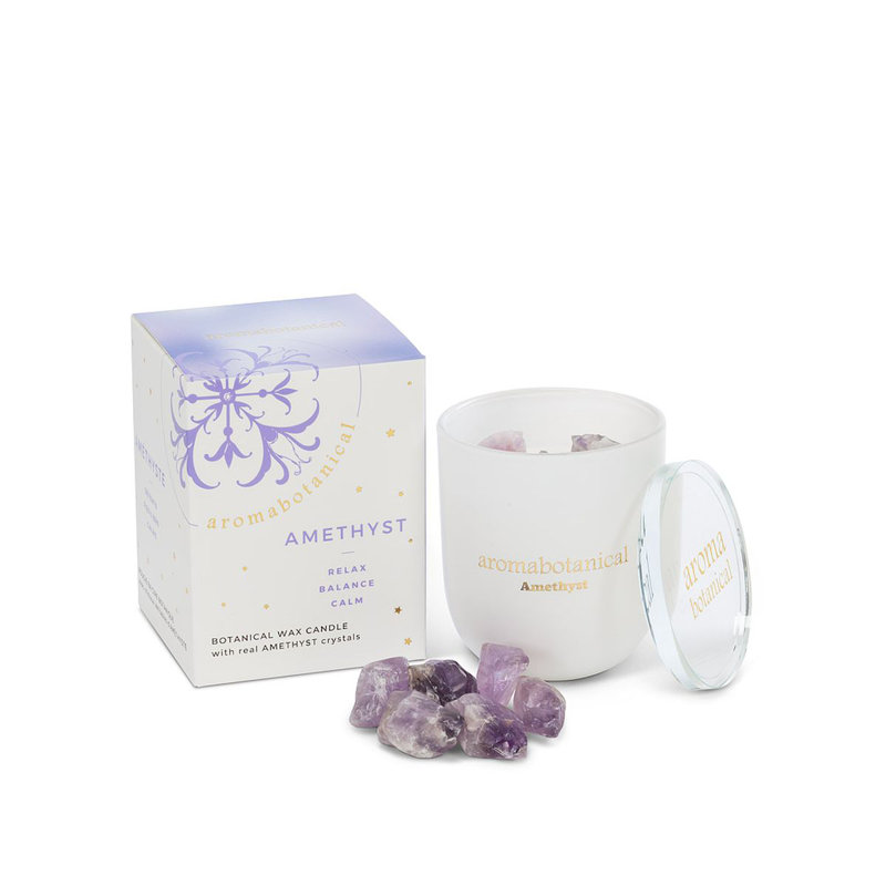 Cristal améthyste et bougie parfumée en pot