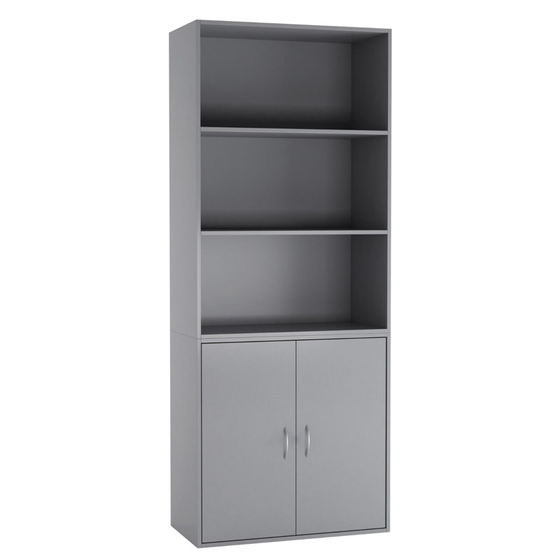 Nochur 170cm H x 60cm W Solid Wood Standard Bookcase, Grey