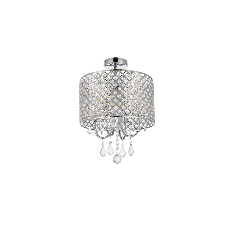 Dusin Semi Flush Mount, Chrome, Chrome/Clear, 19" H x 14" W x 14" D