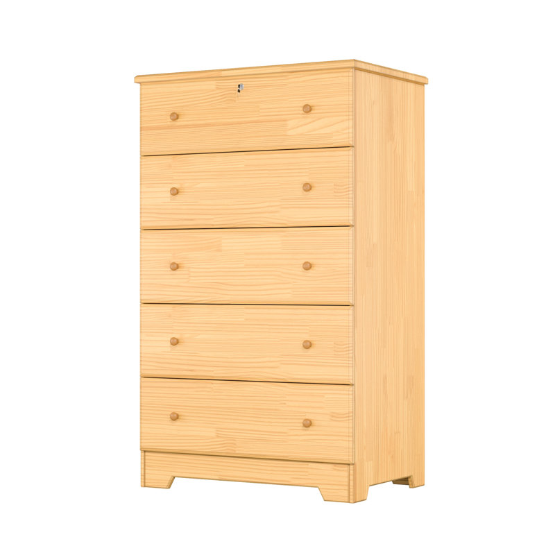 Commode à 5 tiroirs Raiquan, Naturel