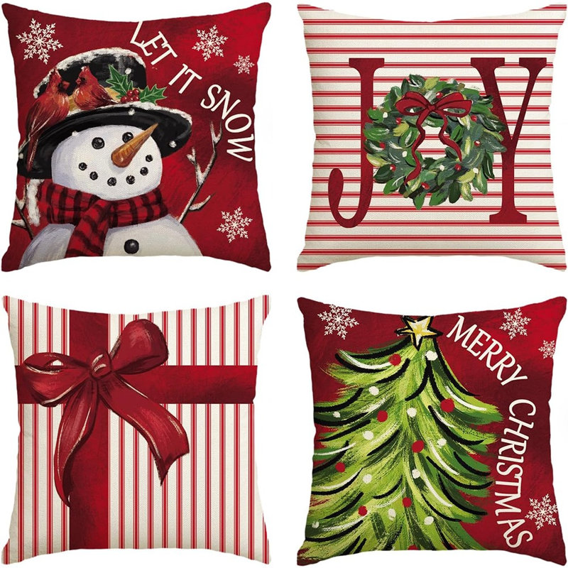 Merry Christmas Let It Snow Joy Stripes Gift Box Red