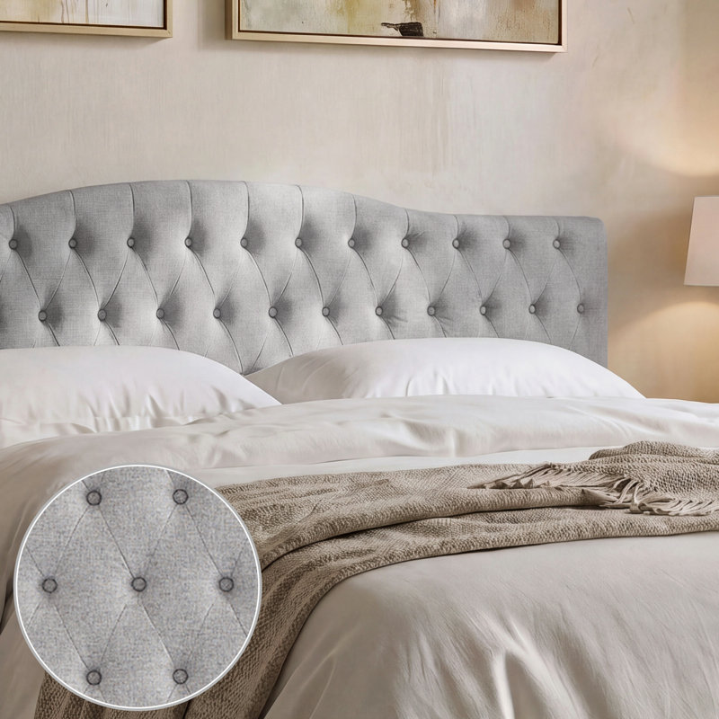 Aveigha Upholstered Headboard, Gray Linen, Twin