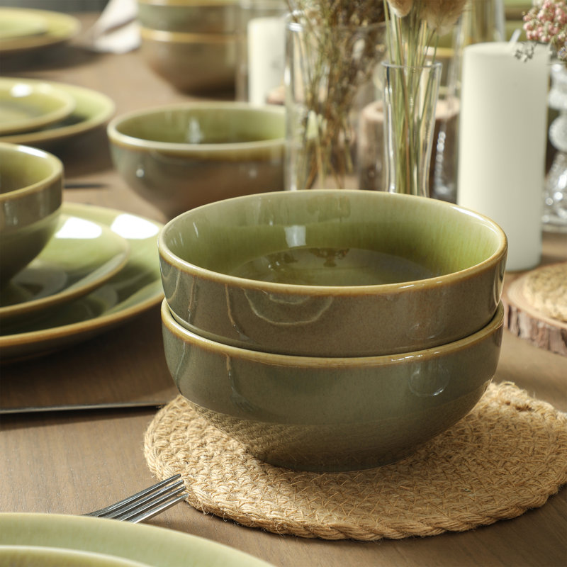 Stone Lain Riley 32-Piece Dinnerware Set Stoneware, Green