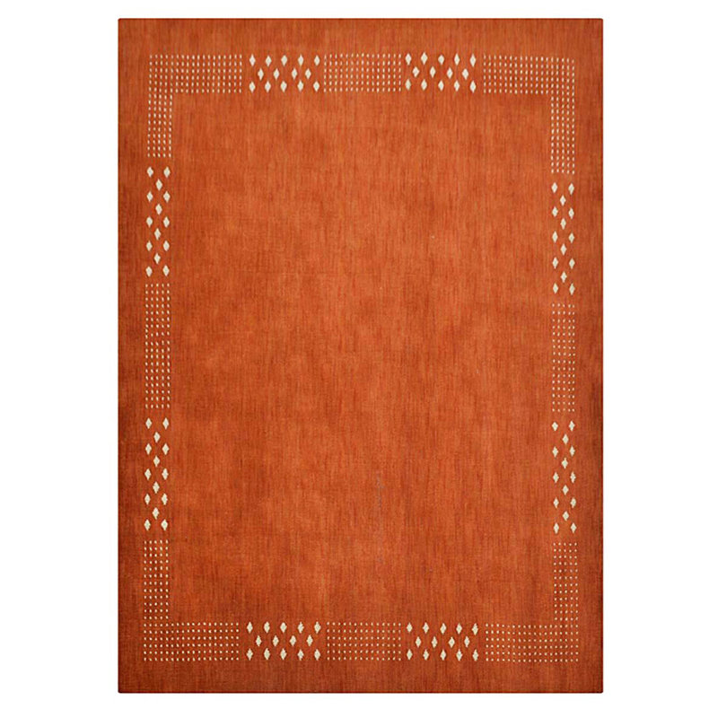 Anley Hand Knotted Loom Wool Eco-Friendly Area Rugs - Rectangle, Orange Color, Contemporary Modern Design, High Pile Thick Handmade Anti Skid Area Rugs for Living Room, Bed Room