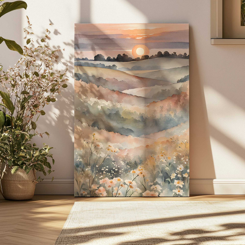 «Sunset in Blooming Valley I», toile roulée, H 18 po x l 12 po x P 1,25 po, Toile tendue