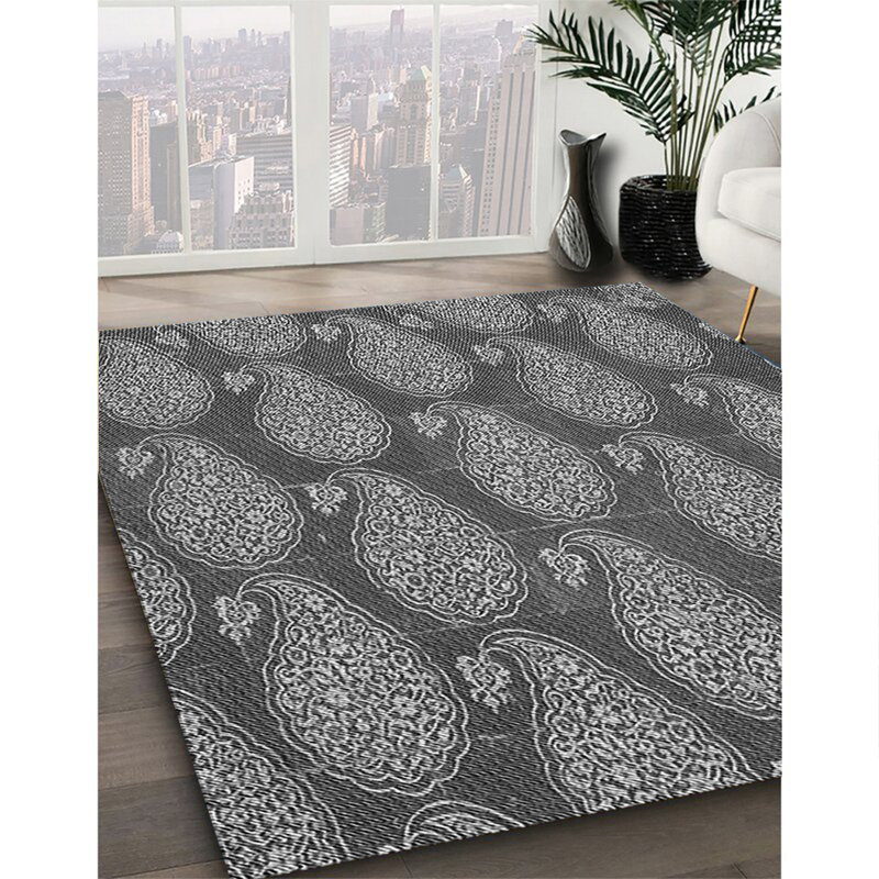 Tapis 100% à motifs lavables à la machine 2989 WSH-PAT2215-GRY, Carré 8 pi