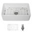 Évier de cuisine blanc en évier de cuisine 30 po x 18 po x 10 po à tablier frontal en céramique blanche réversible