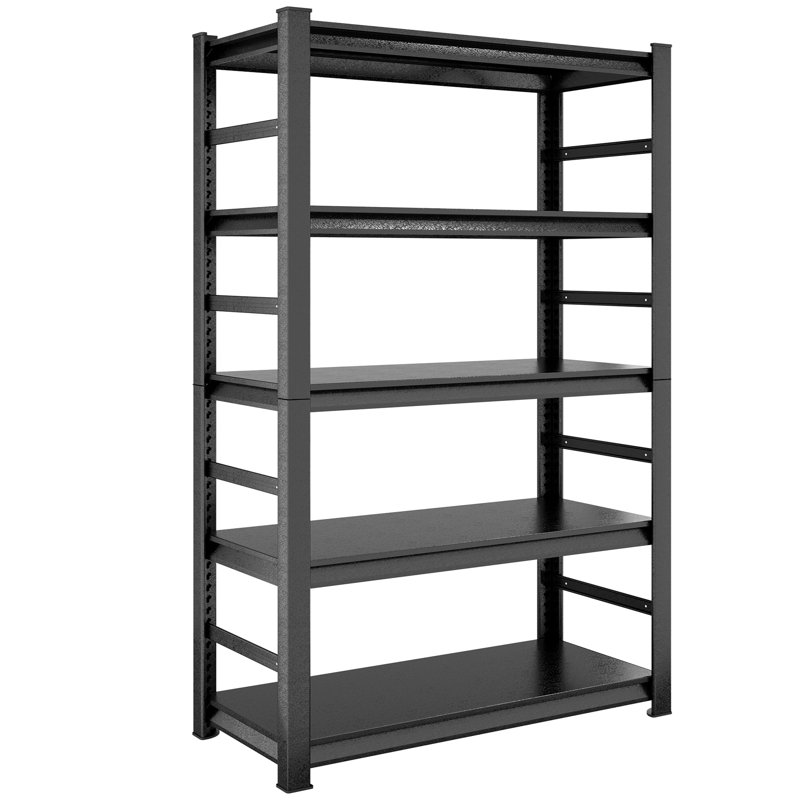 5 tablettes robustes en métal - rangement réglable pour les bureaux, les grandes surfaces et les entrepôts. , Antirouille, capacité de 2 500 lb. Assemblage simple. Rayonnage gris foncé Rouille, charge,