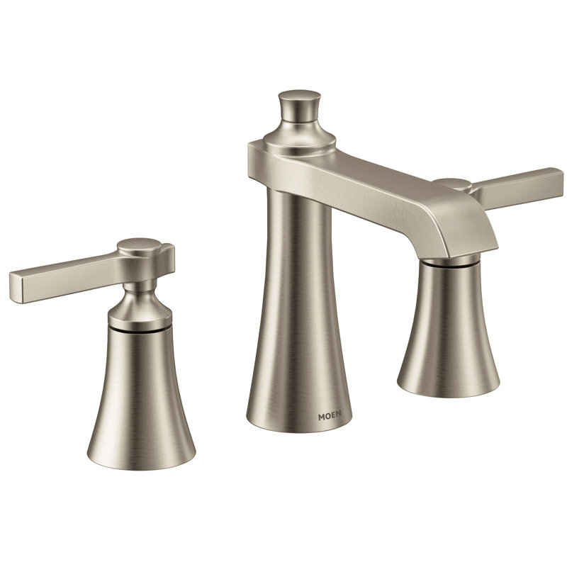Ensemble de garniture de robinet de salle de bain à poignée double Moara Flara, valve requise, Nickel brossé