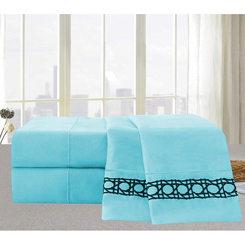 Ensemble de draps en microfibre percale, Grand, Aqua