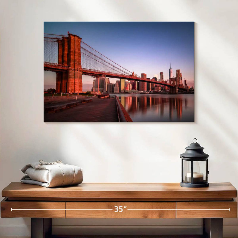 Lilie Brooklyn Bridge au lever du soleil, H 16 po x l 24 po