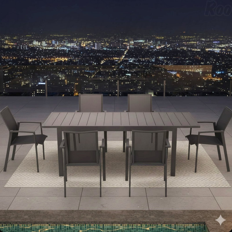 Set Of 4 Aluminum Patio Dining Chairs, 22.44 Inches Width Fully Assembled Stackable Gray Outdoor Chairs