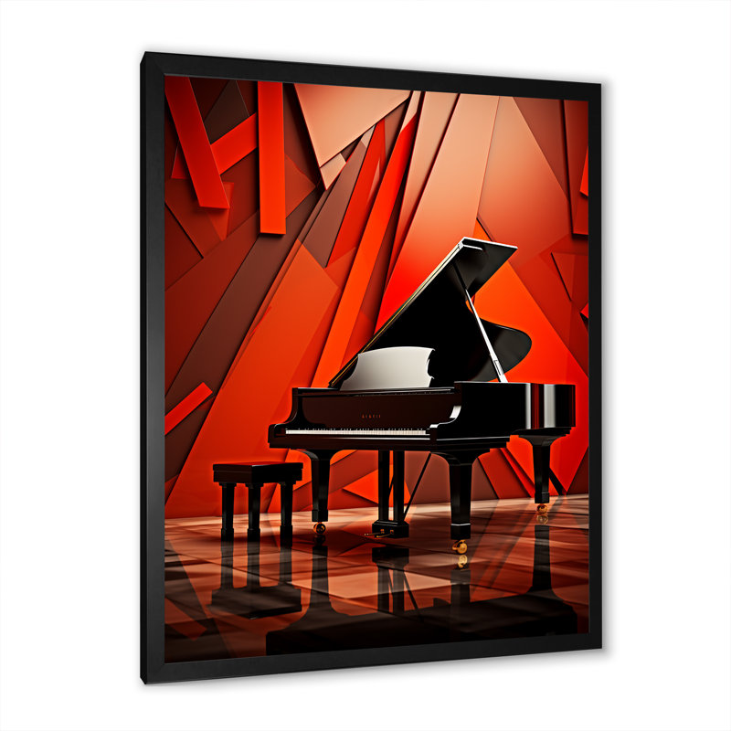 Concerto pour piano à queue rouge, Cadre simple noir, H 32 po x l 24 po x P 1 po