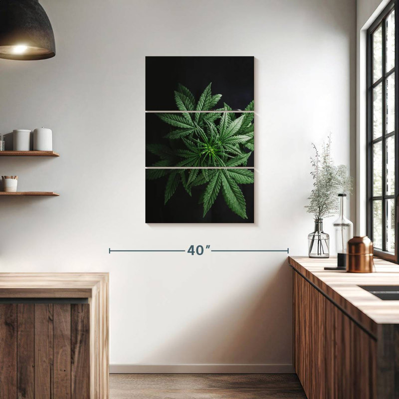 Feuilles de marihuana, H 38 po x l 24 po