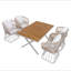 Ensemble repas d'extérieur 5 pièces - Table rectangulaire en bois de teck + 4 chaises en osier avec coussins, structure en acier, finition teck, parfait pour la terrasse, le patio ou le jardin