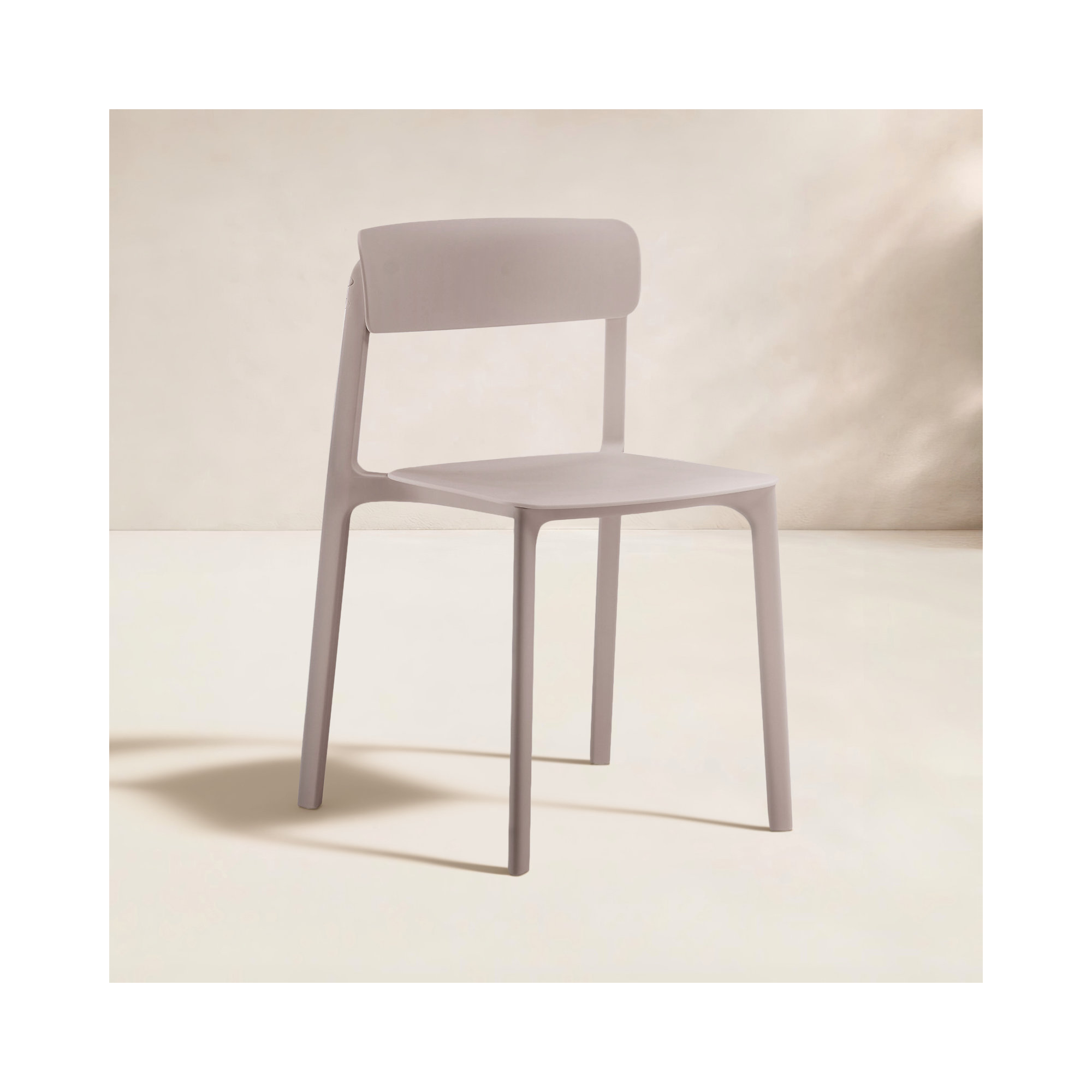 Vowa Stacking Patio Dining Side Chair, Tan