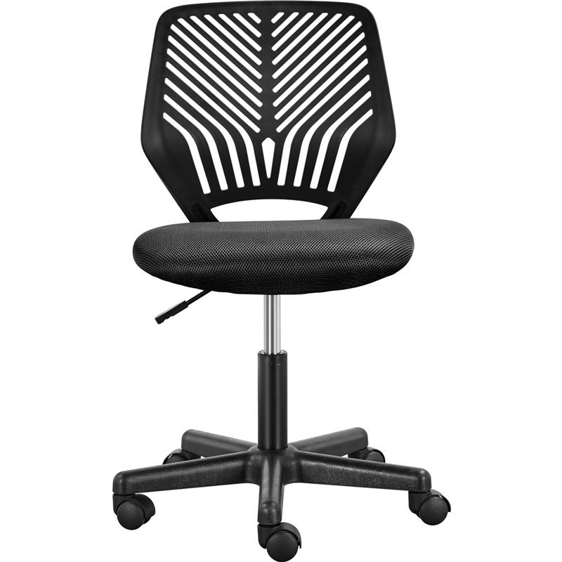 color Mid-Back Armless Mesh Padded Swivel Task Office Chair, Black, 36" H, Black