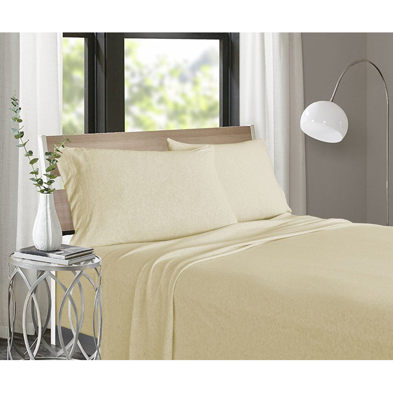 Brooklyn Flat Jersey Knit Sheet Set, Gray, Twin Sheet Set with 1 Pillowcase