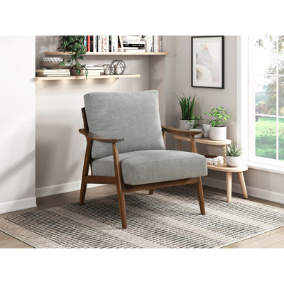 Chaise d'appoint en tissu gris texturé gris, bois massif, hauteur du produit 32,21 po, fabrication moderne à ressorts ensachés, largeur de l'assise de 24 po
