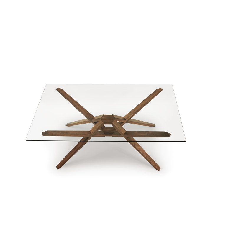 Exeter Glass Top Table, 84" W x 48" D, Natural Walnut