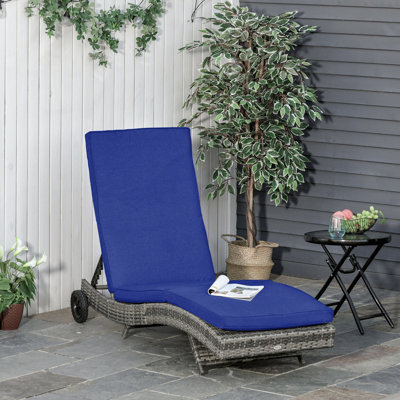 Chaise de piscine bleu foncé, chaise longue rembourrée en PE avec qualité réglable et mobile pour une utilisation extérieure, chaise de patio portative