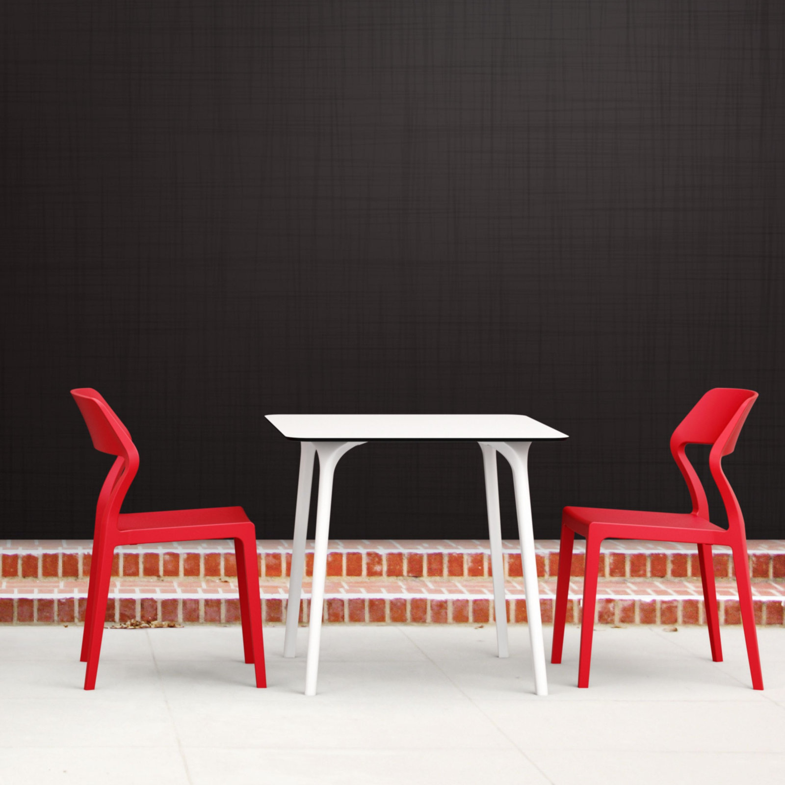 Farrah Stacking Patio Dining Side Chair, Red