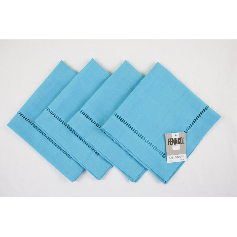 Ensemble de 4 serviettes de table à motif ajouré turquoise, ensemble de 4