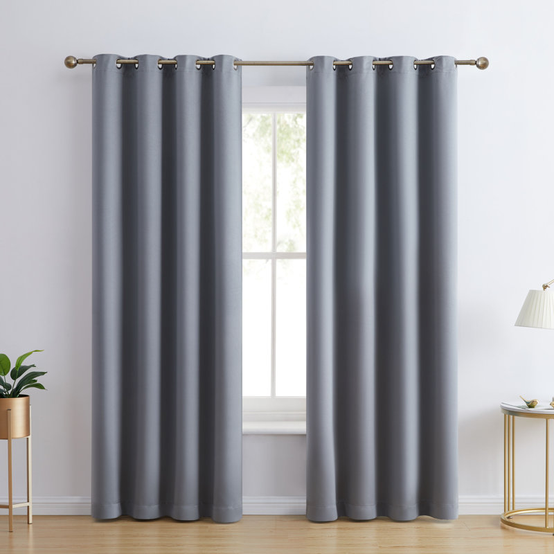Solid Max 100% Blackout Thermal Grommet Curtain Panels, 52" W x 84" L, Steel Gray