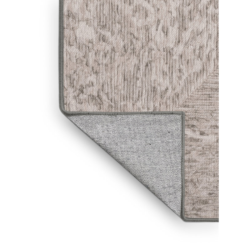 Machine Washable Gray Area Rug, Rectangle 7' x 9'