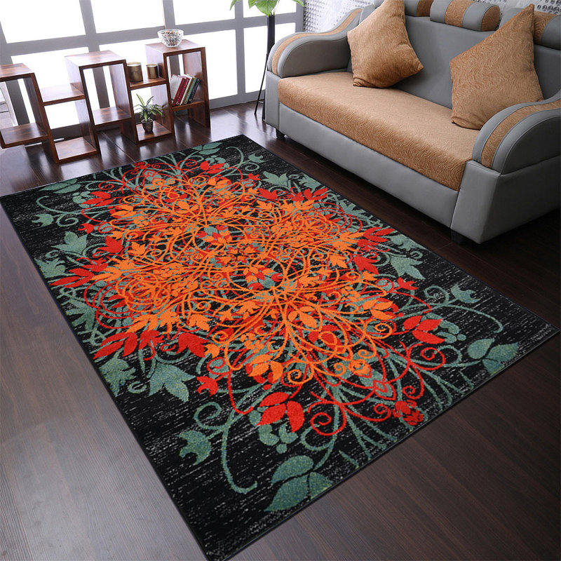 Machine Made Heatset Polyproplyene Area Rugs - Rectangle, Multicolor, Floral Modern Design, Low Pile Machine Made Area Rugs for Living Room, Bed Room