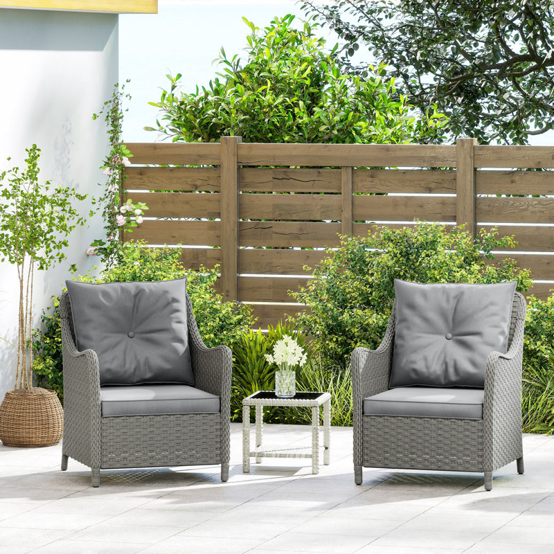 Wicker Outdoor Lounge Chair, Dark Gray, Gray Wood