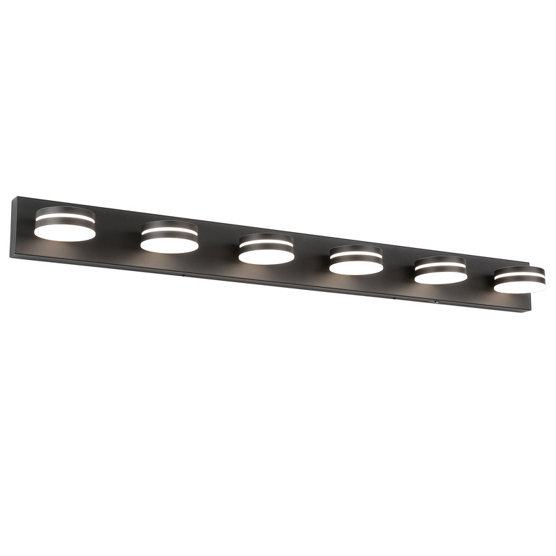 Luminaire de salle de bain 6 lumières DEL noir moderne à intensité variable 6cc, 6, Noir