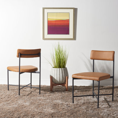 20'' H Leather Upholstered Metal Armchair