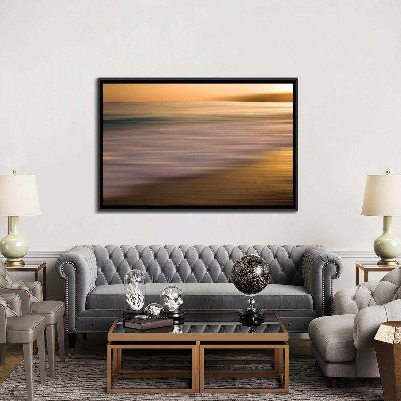 « brillante », impression sur toile, H 18 po x l 26 po x P 1,5 po, Pas de tapis, Toile encadrée noire