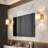 Farmhouse Gold Wall Sconce With Fabric Shade, Dimmable LED Bedroom Light For Living Room & Hallway, 5.5 Inch-130032814