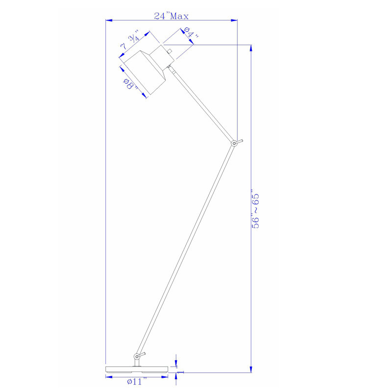 Demandrea 65'' Gold Task Floor Lamp