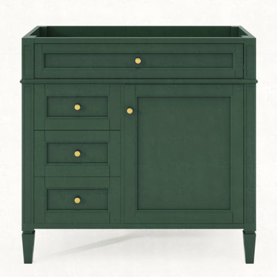 Meuble-lavabo de 36 po sans lavabo supérieur, armoire de rangement moderne avec 2 tiroirs et un tiroir rabattable, structure en bois massif