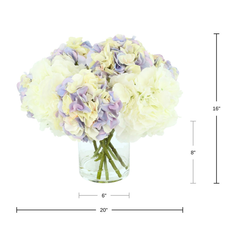 Hortensias dans un vase en verre