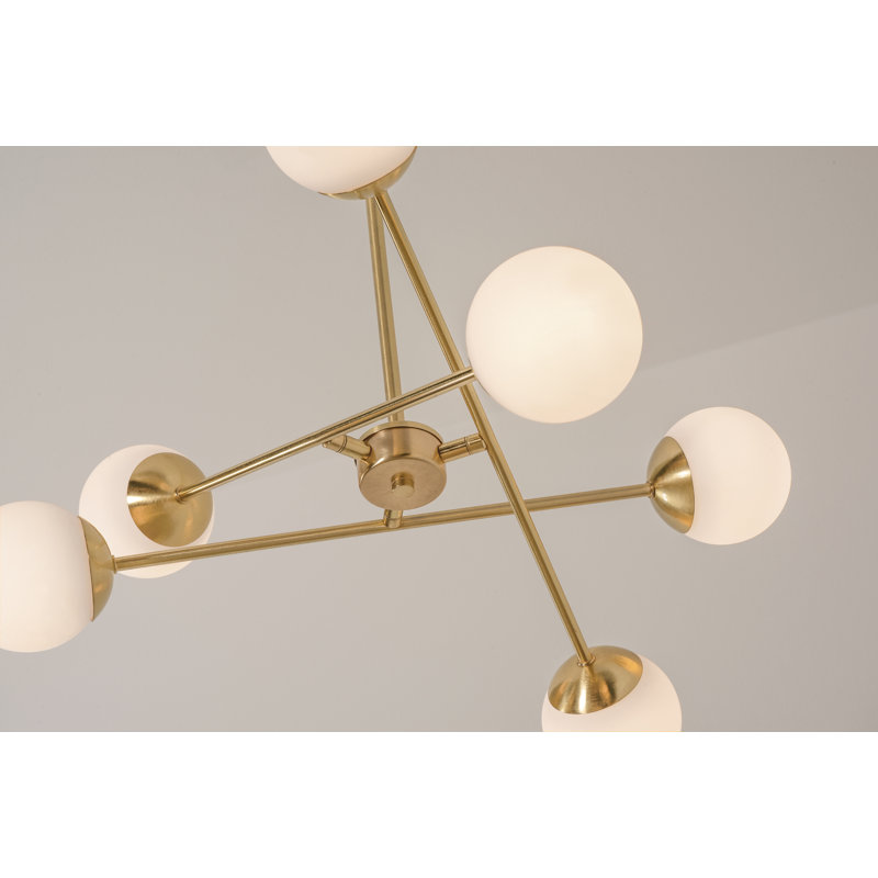 Luminaire suspendu spoutnik 6 lumières Nathir, Laiton satiné