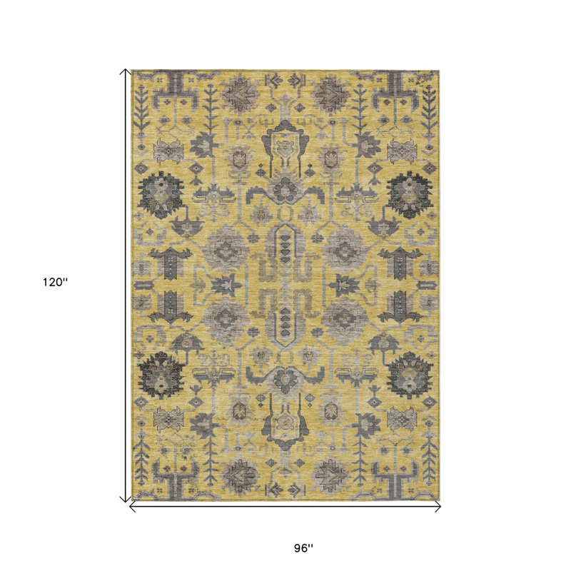 Tapis oriental lavable intérieur gris et gris anthracite 8 pi x 10 pi
