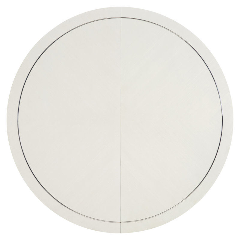 Eggshell White & Chrome 54" Round Extendable Dining Table